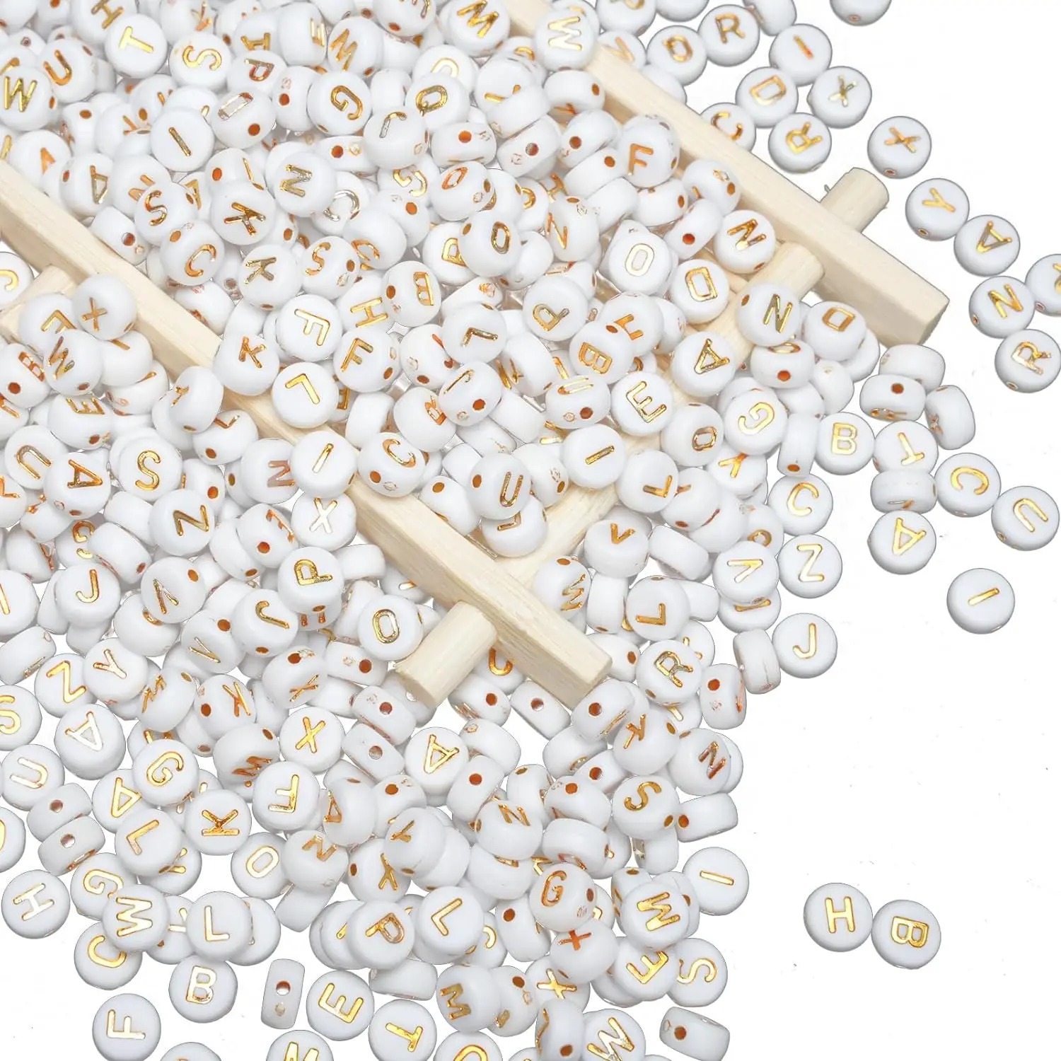 Jewelry Quotes - 1000 perles lettres blanches circulaires 4x7mm
