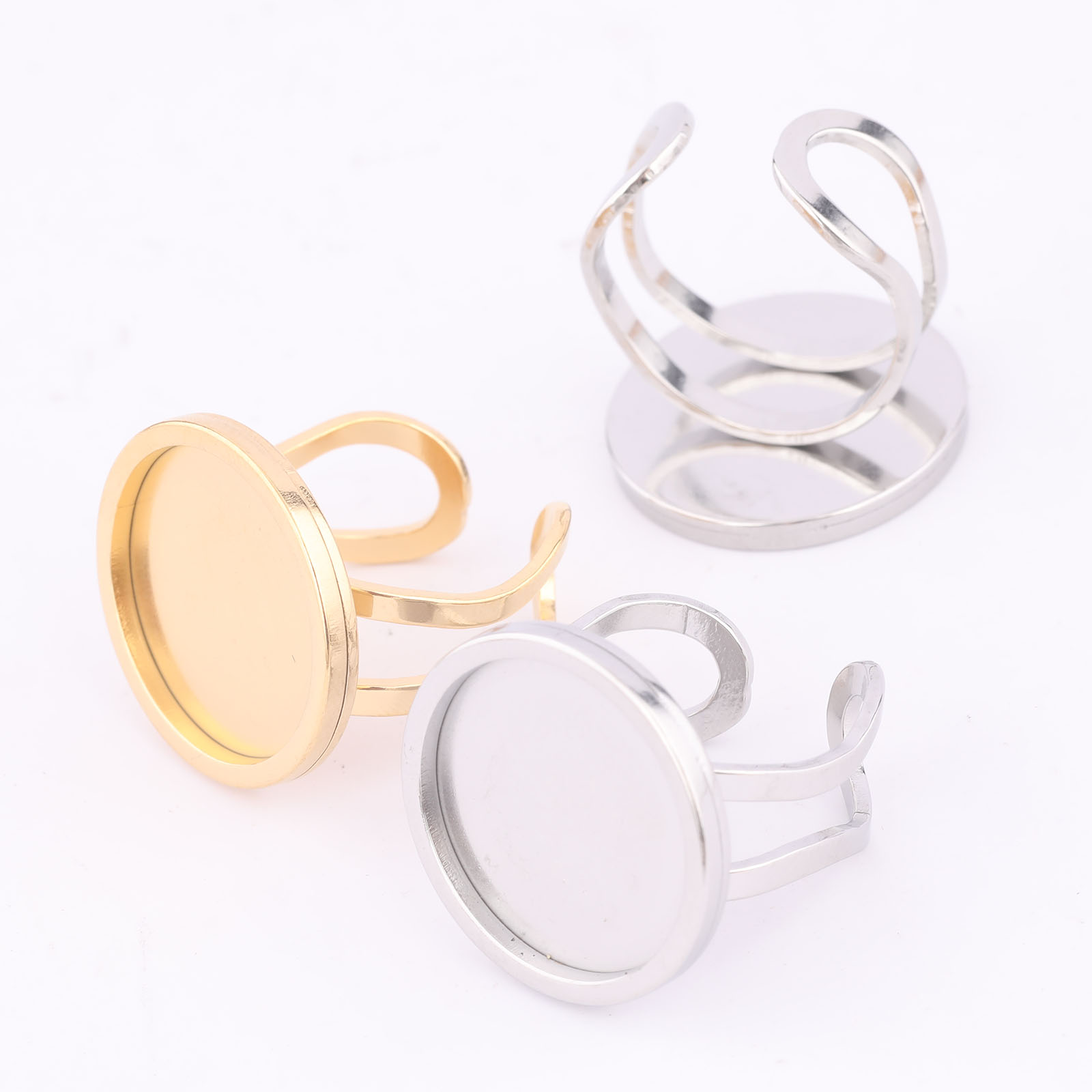 Gold Plated Ring - 5 pièces 18mm rond Cabochon anneau